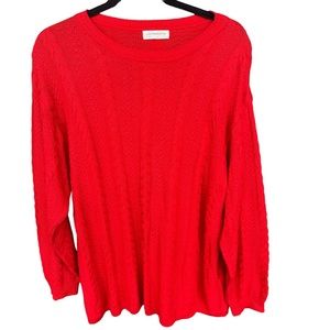 Liz Claiborne Red Cable Knit Holiday Sweater Women's Size XL